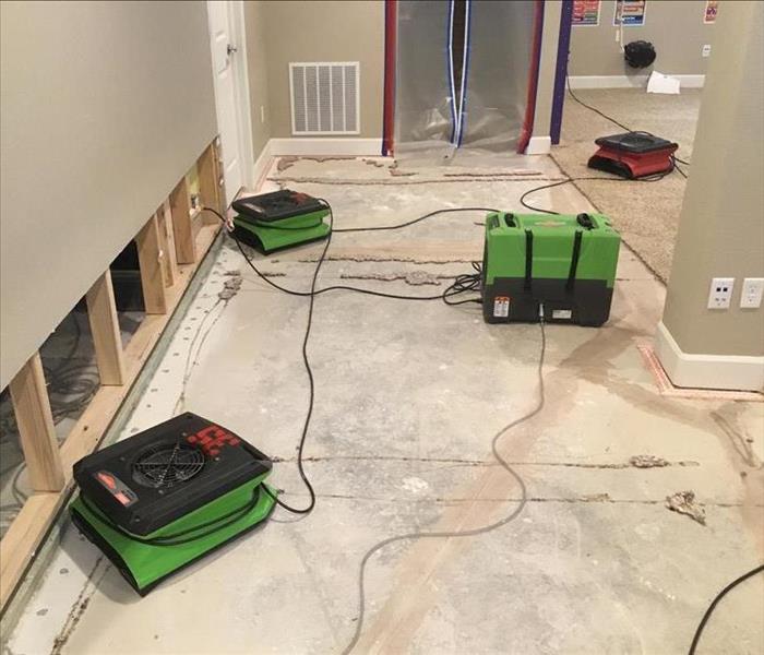 Drying equipment setup to dry floor of a house