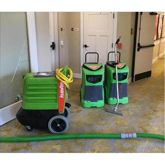 SERVPRO drying equipment in a hotel 